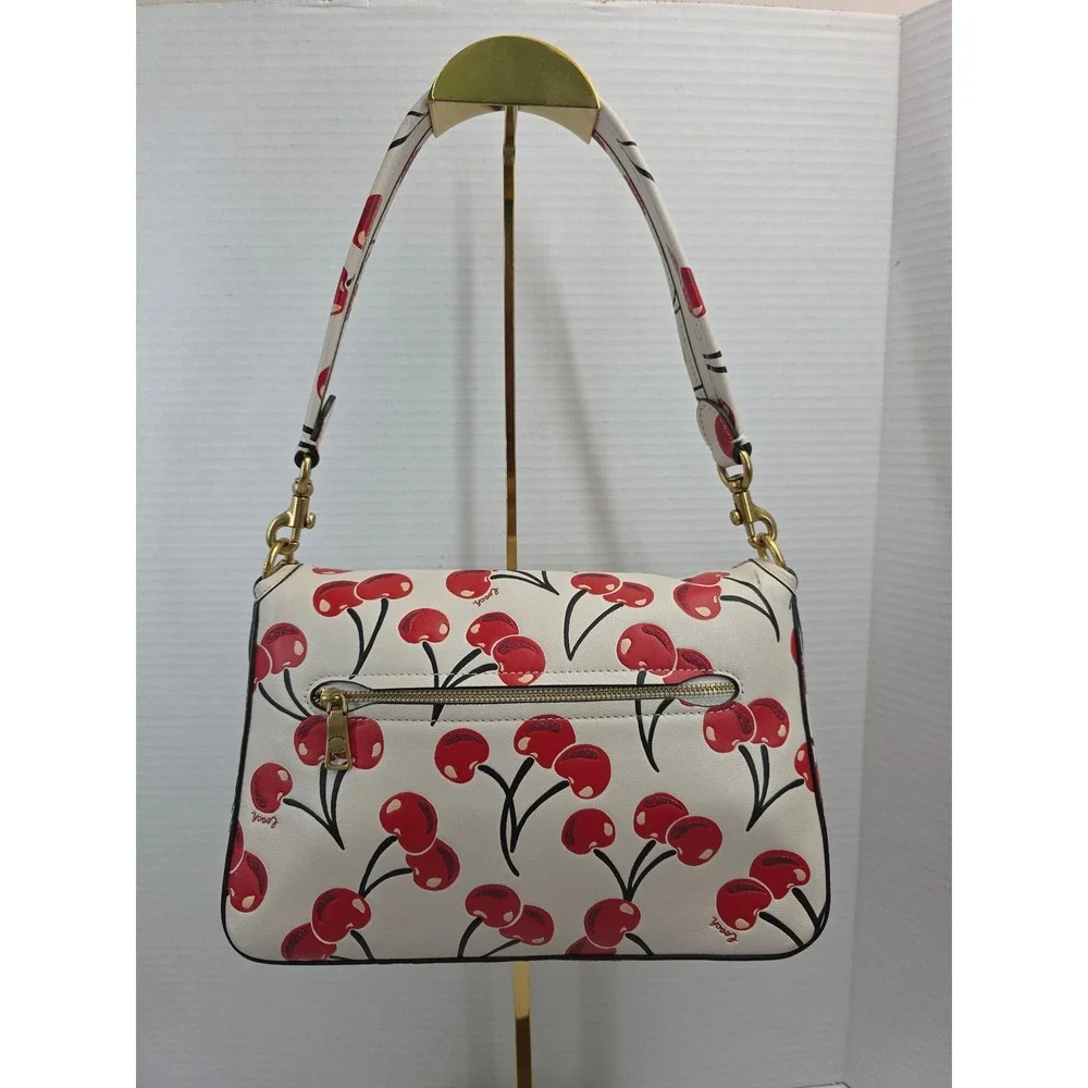 Coach Soft Tabby Shoulder Bag Cherry Print White Red CA110‎ Gold Hardware